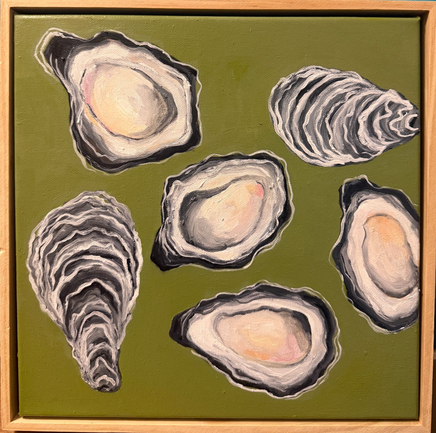 Oysters on Olive Green