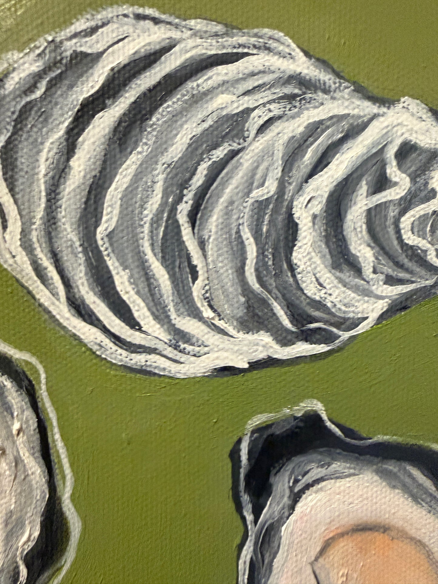 Oysters on Olive Green