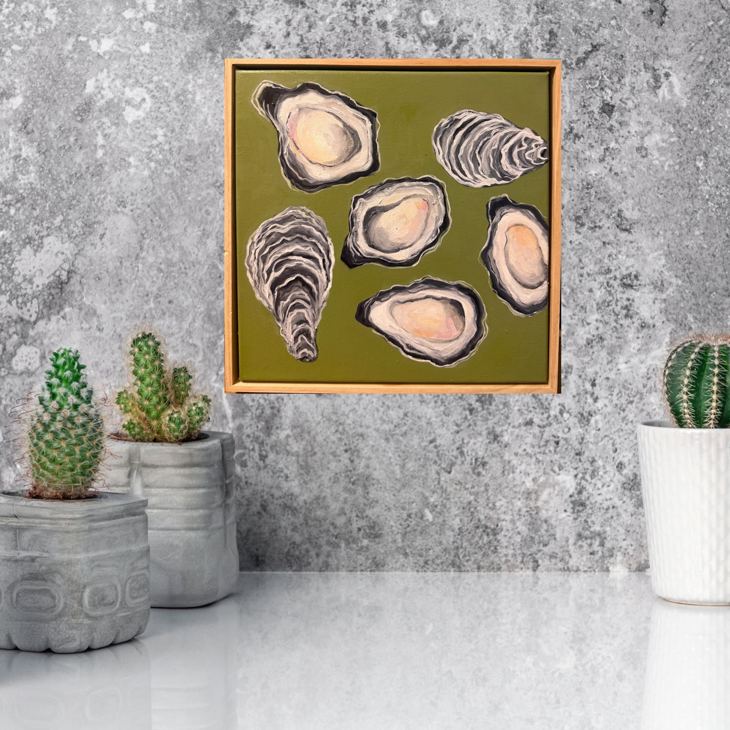Oysters on Olive Green