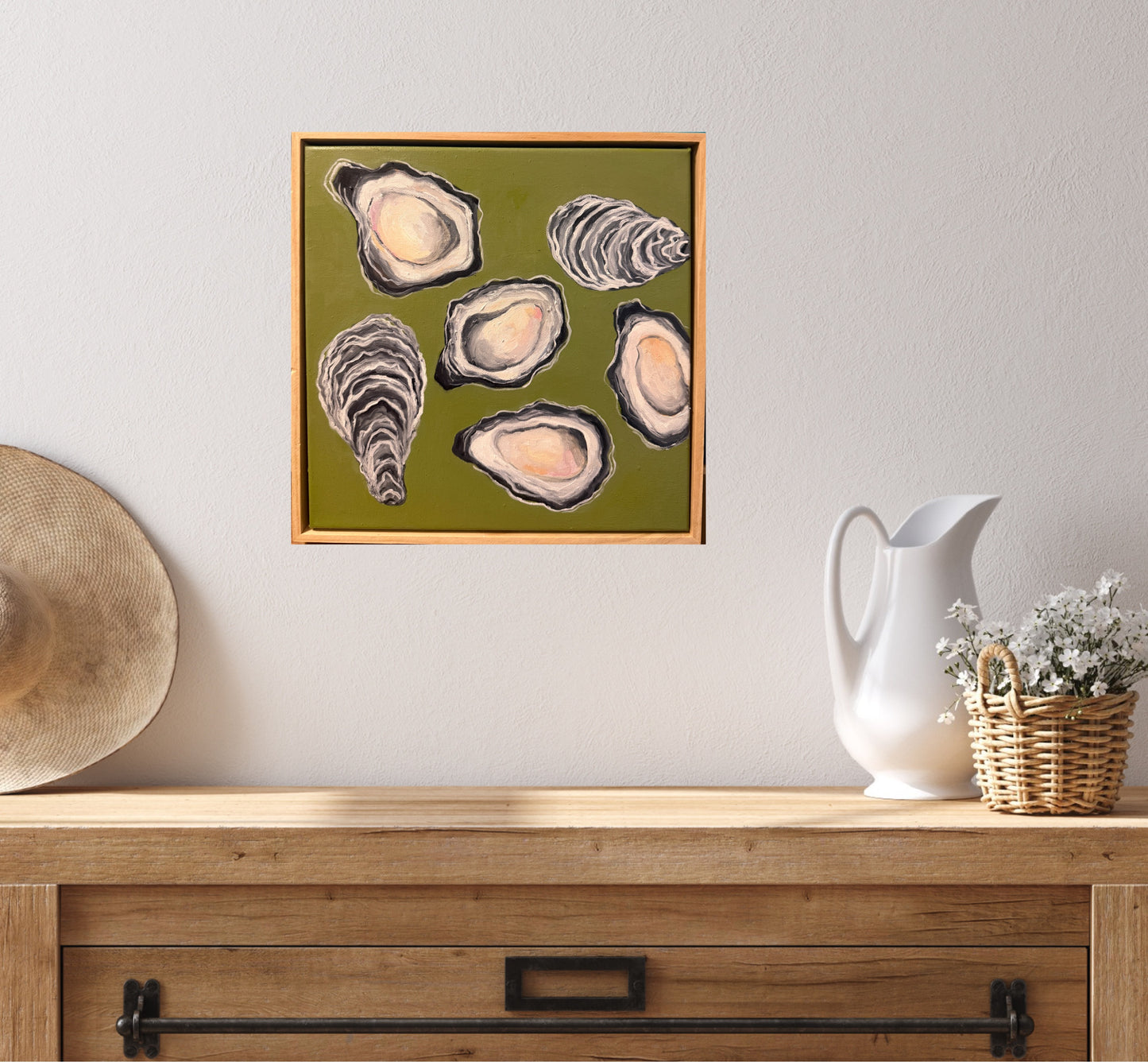 Oysters on Olive Green