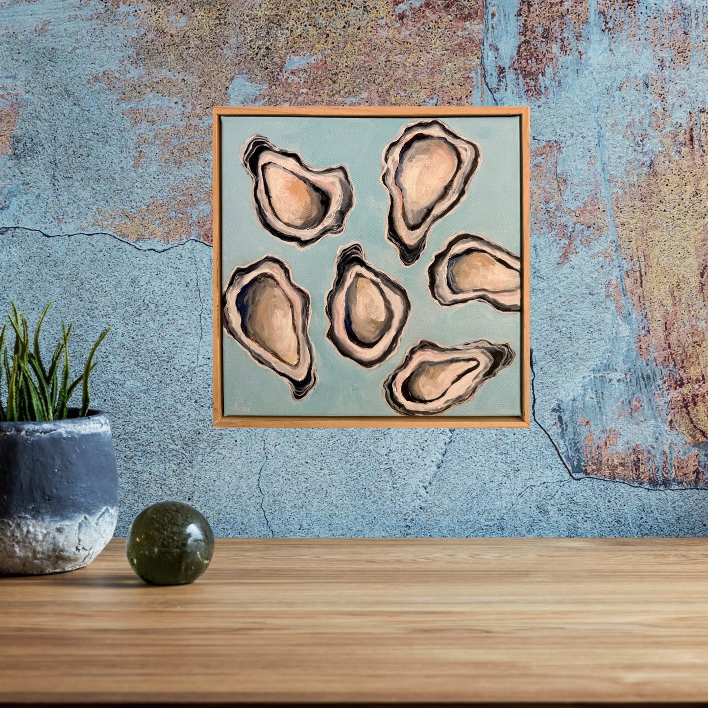 Oyster on Aquamarine